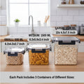 Pack of 3 Vacuum Food Storage Containers with Lids – Airtight Stackable Plastic Kitchen Storage Set