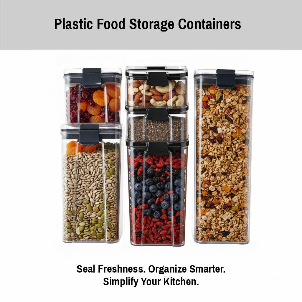 Pack of 5 Kitchen Storage Containers Set with Lids – Airtight Pantry Organizers for Home & Kitchen