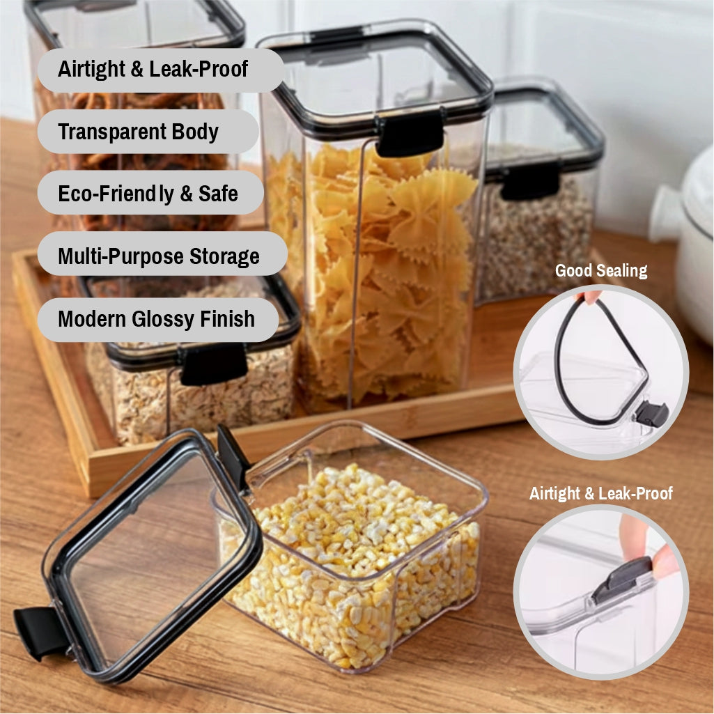 Pack of 5 Kitchen Storage Containers Set with Lids – Airtight Pantry Organizers for Home & Kitchen