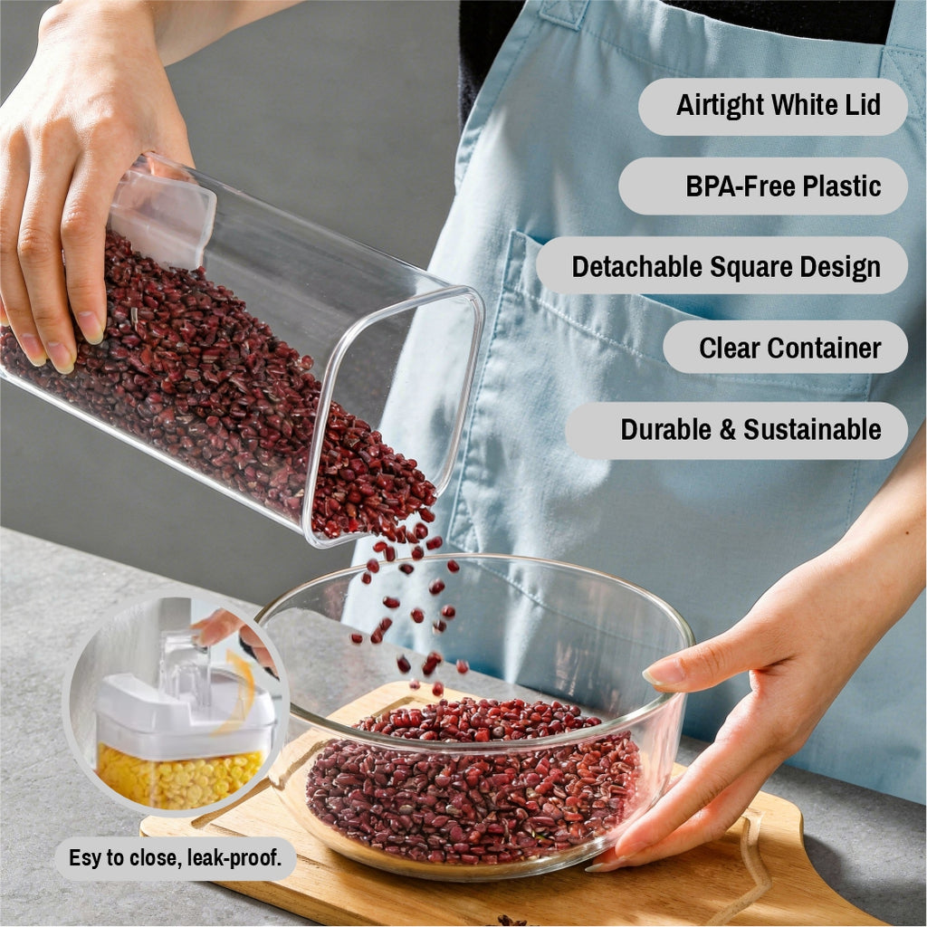 Airtight Food Storage Containers with Lids Set of 3 – BPA Free Plastic Kitchen Pantry Organizer
