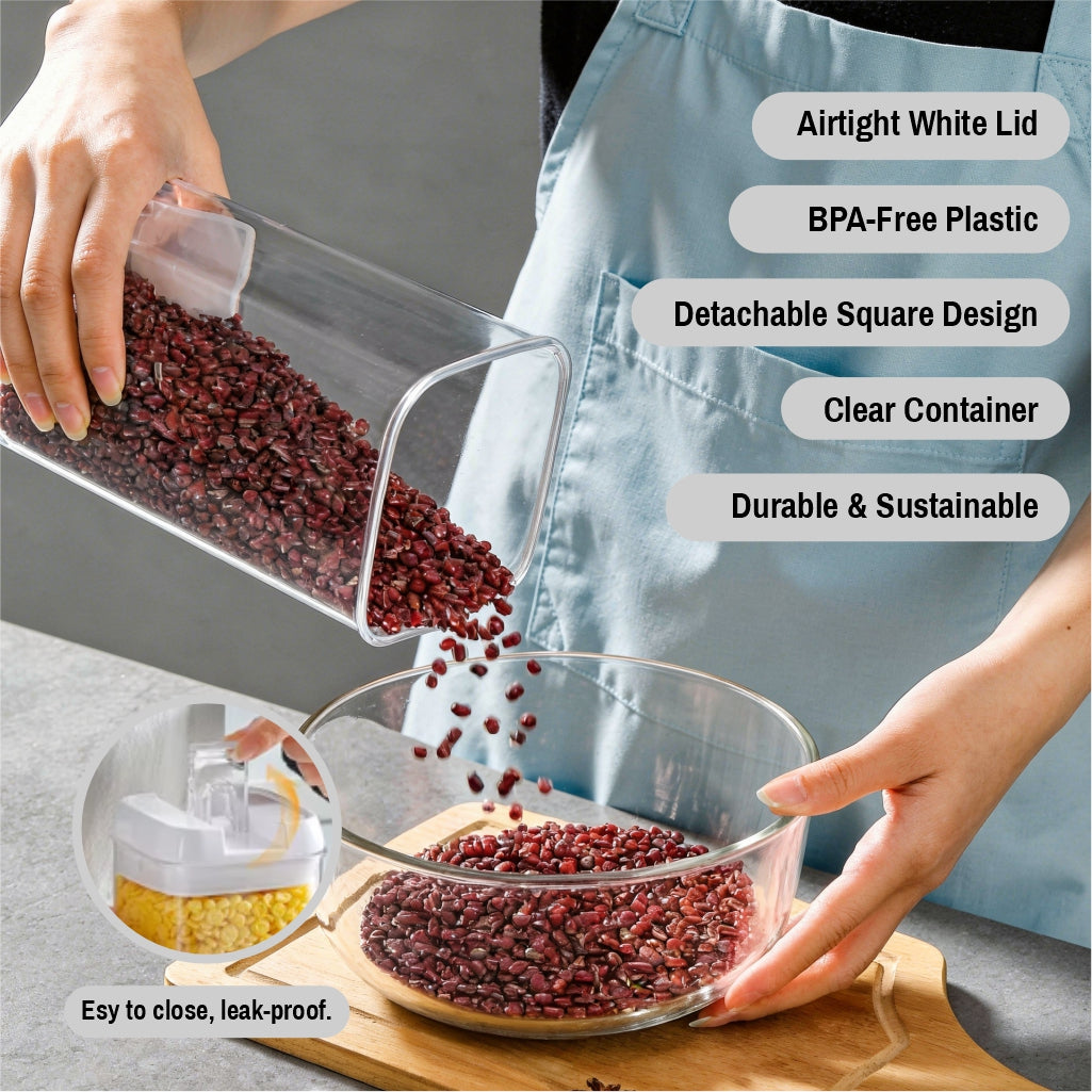 Airtight Food Storage Containers with Lids Set of 3 – BPA Free Plastic Kitchen Pantry Organizer