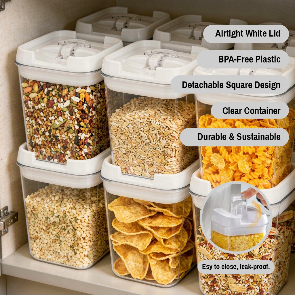 Airtight Food Storage Containers with Lids Set of 3 – BPA Free Plastic Kitchen Pantry Organizer