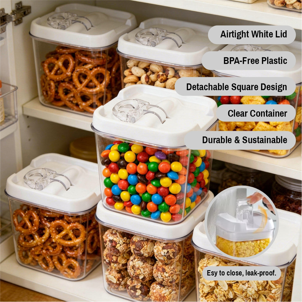 Airtight Food Storage Containers with Lids Set of 3 – BPA Free Plastic Kitchen Pantry Organizer