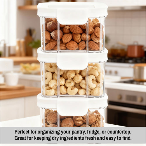 Clear Airtight Food Storage Container – BPA Free Stackable Kitchen Pantry Organizer with Sealed Lid