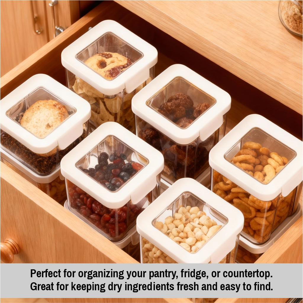 Airtight Kitchen Storage Containers – Transparent BPA-Free Food Containers with Sealed Lids – Stackable Moisture-Resistant Pantry Organizers