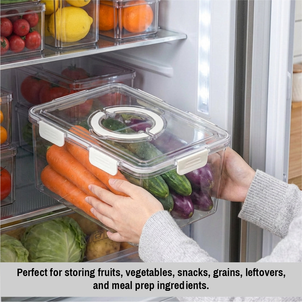 Airtight Food Storage Container with Lid – Clear PET Kitchen Storage Container for Fridge & Pantry Organization