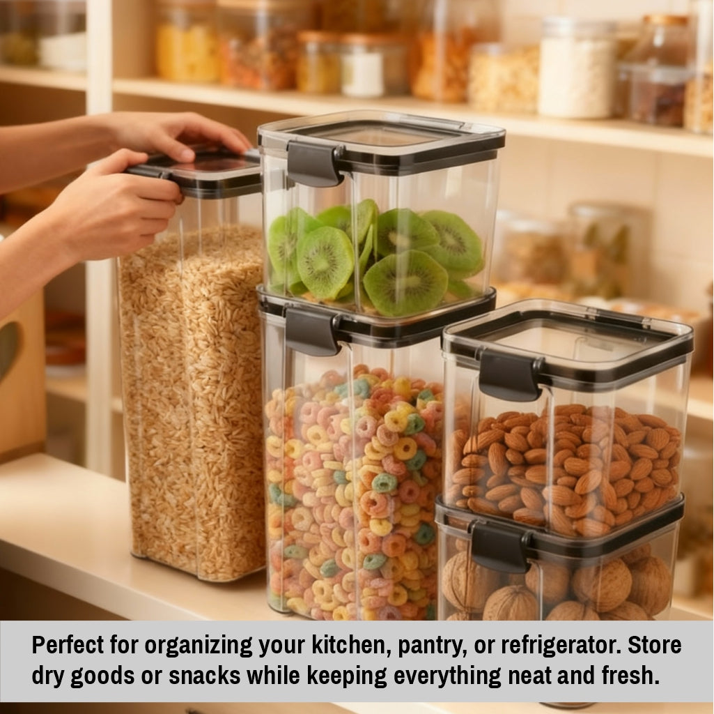 Pack of 5 Kitchen Storage Containers Set with Lids – Airtight Pantry Organizers for Home & Kitchen