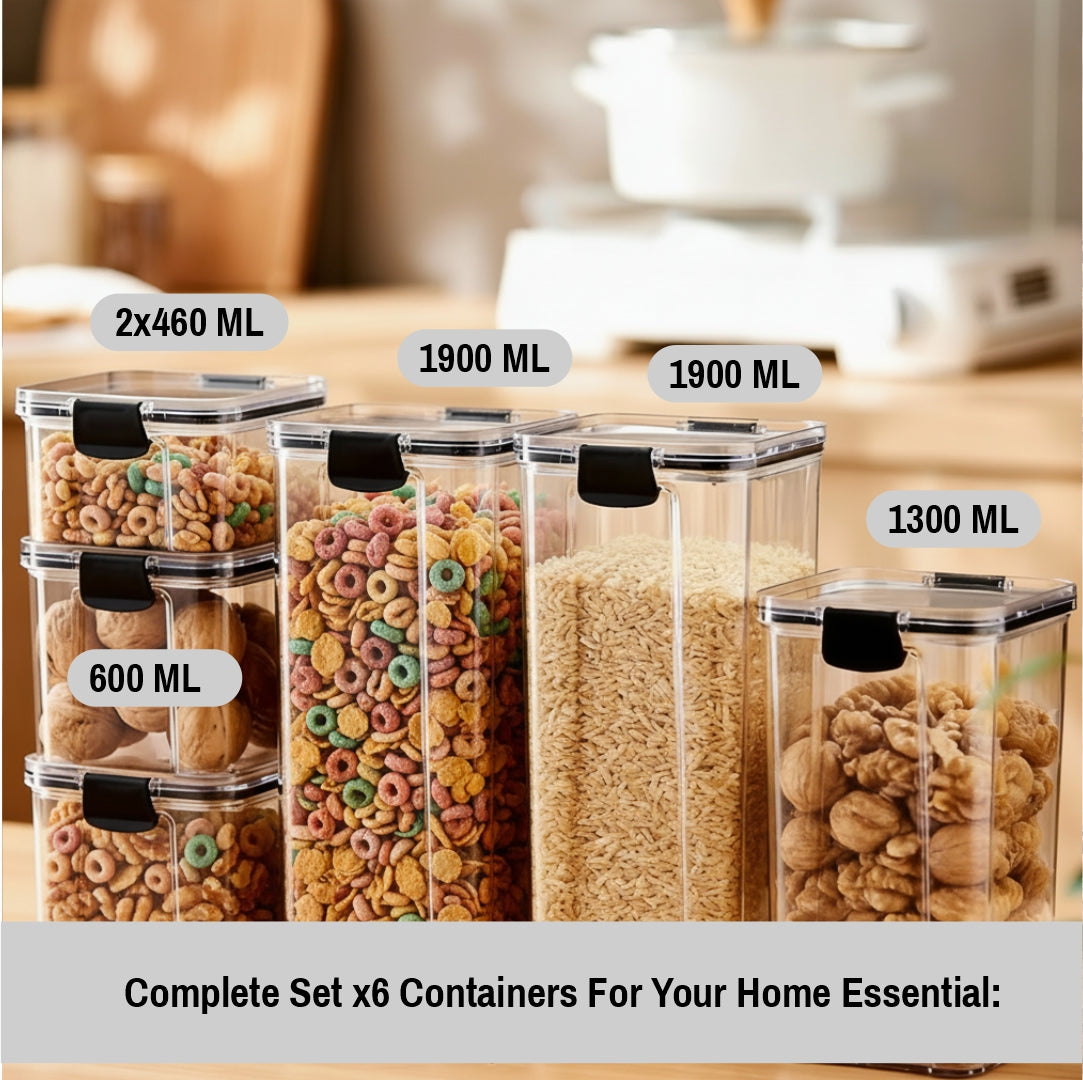 Pack of 5 Kitchen Storage Containers Set with Lids – Airtight Pantry Organizers for Home & Kitchen