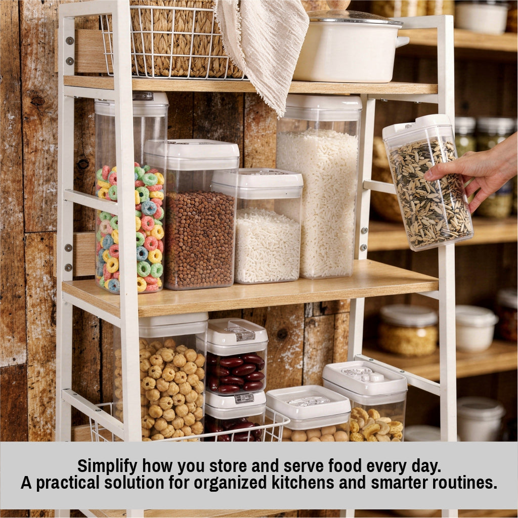 Airtight Food Storage Containers with Lids Set of 3 – BPA Free Plastic Kitchen Pantry Organizer