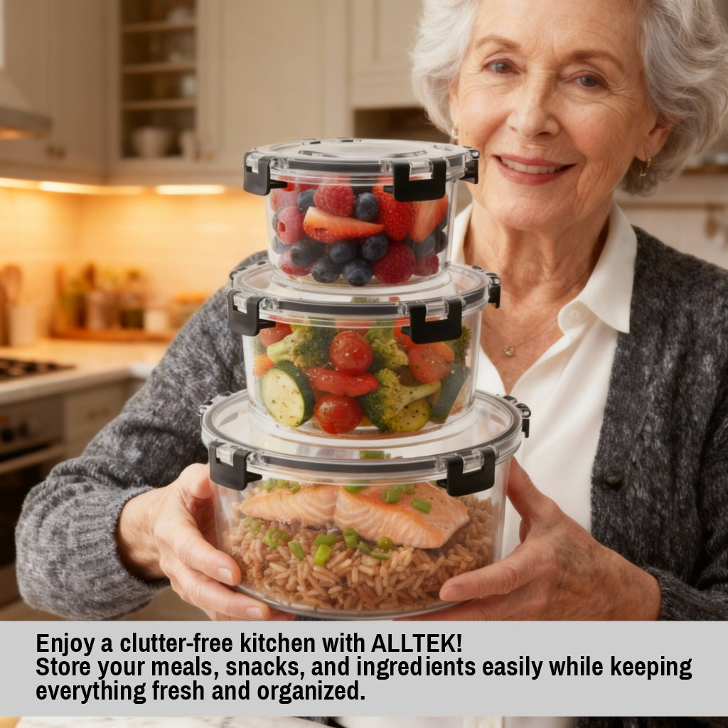 Pack of 3 Vacuum Food Storage Containers with Lids – Airtight Stackable Plastic Kitchen Storage Set