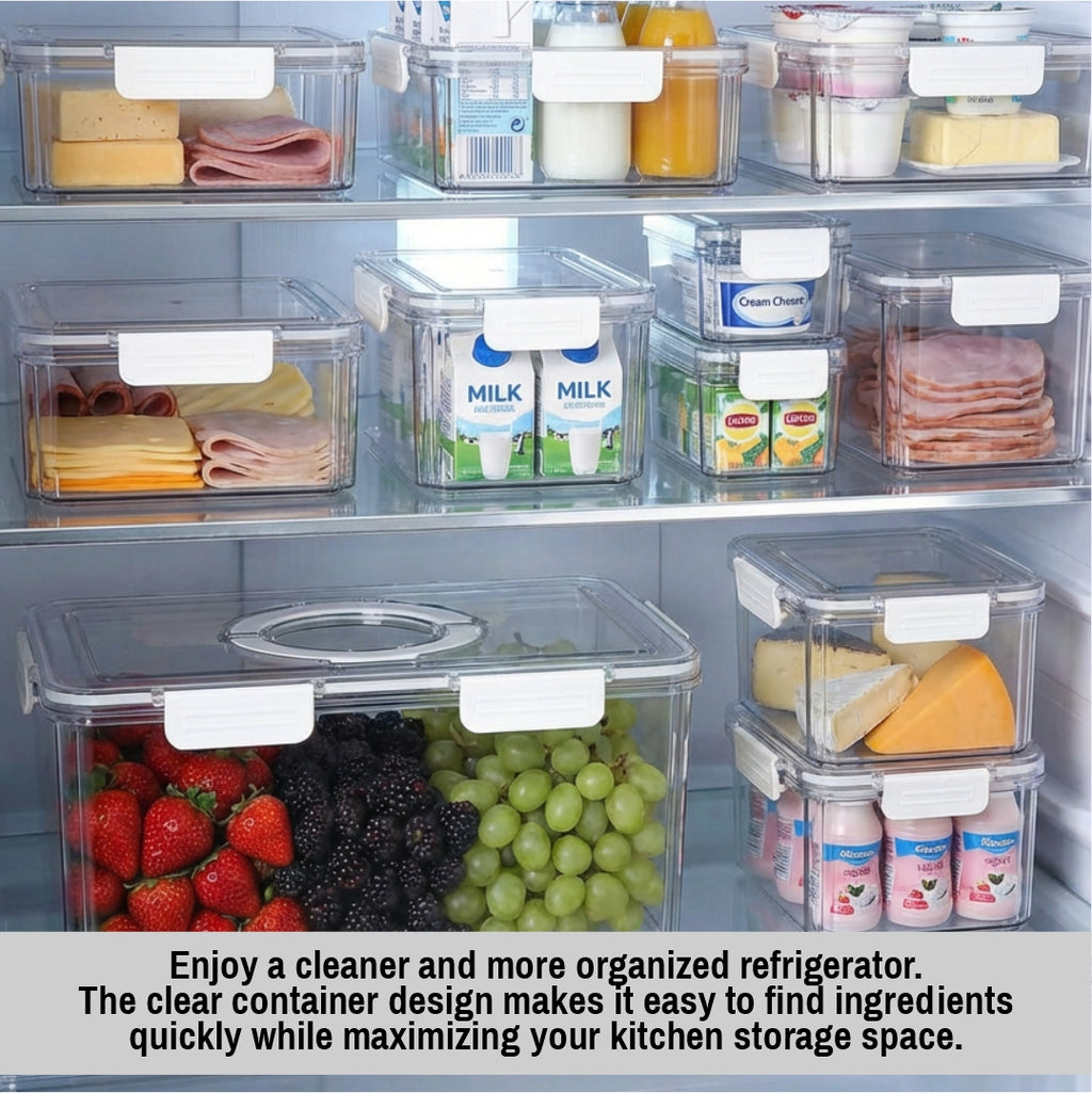 Airtight Food Storage Container with Lid – Clear PET Kitchen Storage Container for Fridge & Pantry Organization
